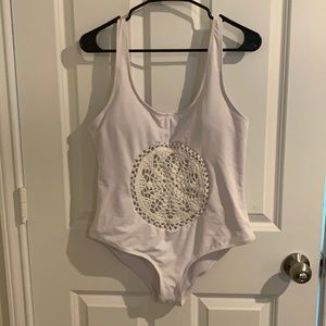 New Women's One Piece Crochet Cutout Deep V Neck Swimsuit Bathing Suit